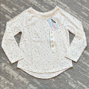 Cat & Jack White Long Sleeve Shirt with Multi Colored Dots